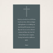 アクアブルー金ゴールド悔やみや弔慰記念祈りの言葉フォトカード (裏面)