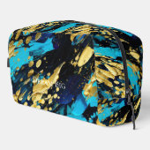 アクアブルー金ゴールド抽象芸術 ドップキット (右コーナー)