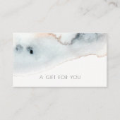 アクアブルー金ゴールド水彩ビーチギフト証明書 名刺 (正面)