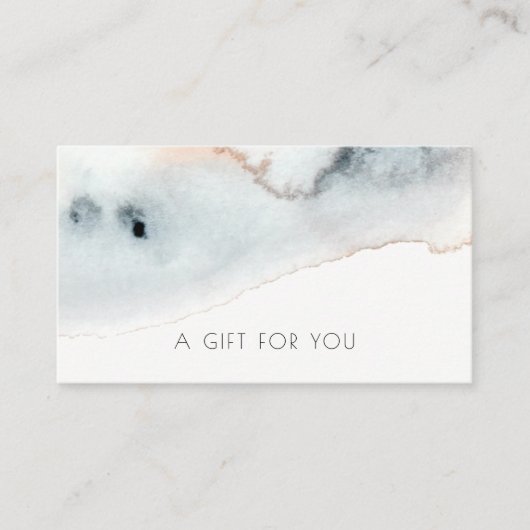 アクアブルー金ゴールド水彩ビーチギフト証明書 名刺 (正面)