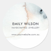 アクアブルー金ゴールド水彩ブラシイヤリングディスプレイ ラウンドシール (正面)