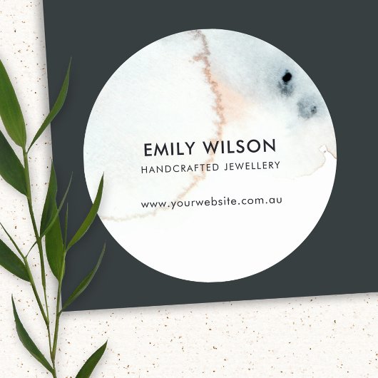 アクアブルー金ゴールド水彩ブラシイヤリングディスプレイ ラウンドシール