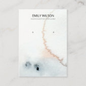 アクアブルー金ゴールド水彩ブラシイヤリングディスプレイ 名刺 (正面)