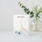 アクアブルー金ゴールド水彩ブラシイヤリングディスプレイ 名刺 (スタンド正面)