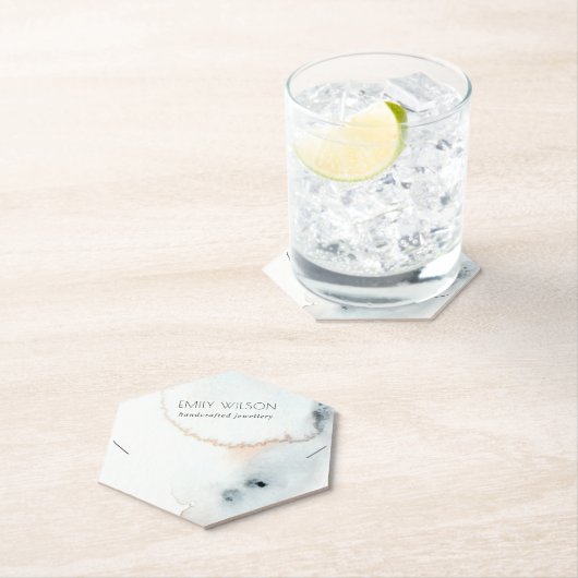 アクアブルー金ゴールド水彩波ネックレスディスプレイ ペーパーコースター (インサイチュ)