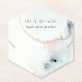 アクアブルー金ゴールド水彩波ネックレスディスプレイ ペーパーコースター (正面)