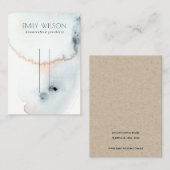 アクアブルー金ゴールド水彩画ヘアピンディスプレイ 名刺 (正面/裏面)