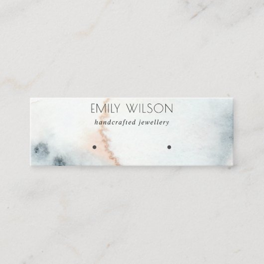 アクアブルー金ゴールド水彩画波獲得表示装置 スキニー名刺 (正面)