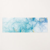 アクアブルー金ゴールド水彩 ヨガマット (正面(横))