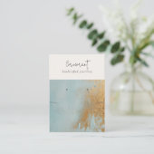 アクアブルー金ゴールド油絵を描テクスチャーイヤリングネックレス 名刺 (スタンド正面)