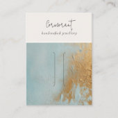 アクアブルー金ゴールド油絵を描テクスチャーヘアピンディスプレイ 名刺 (正面)