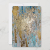 アクアブルー金ゴールド結婚抽象芸術 招待状 (裏面)