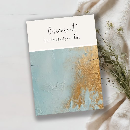 アクアブルー金ゴールド絵を描油テクスネックレスディスプレイ 名刺