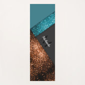 アクアブルー青銅色光沢カラーブロックモノグラム ヨガマット (正面)