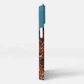 アクアブルー青銅色光沢カラーブロックモノグラム iPhoneケース (右側面)