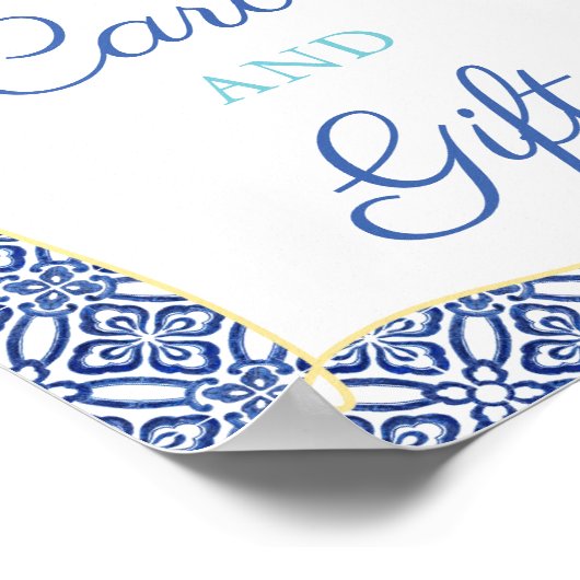 アクアブルー カプリ レモン ベビーシャワー カードとギフト ポスター (角)