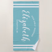 アクアブルー ガールズ ウィークエンド 個人名 カスタム ビーチタオル (正面)