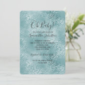 アクアブルー グラム レオパード プリント 招待状 (スタンド正面)