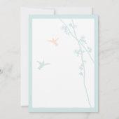 アクアブルー コーラル フラワー ハミングバード ウェディング 招待状 (裏面)