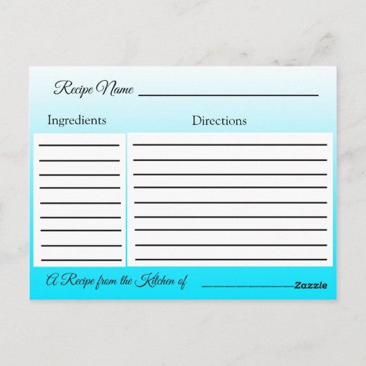 アクアブルー＆ゴールドの美しいタツノオトシゴの結婚式 レシピカード ポストカード (裏面)