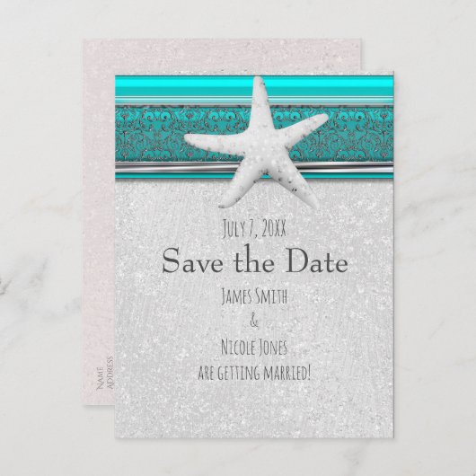 アクアブルー&シルバースターフィッシュビーチ保存日 案内ポストカード (正面/裏面)