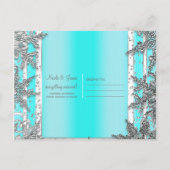 アクアブルー&シルバー冬の雪の結晶は日付を保存 案内ポストカード (裏面)