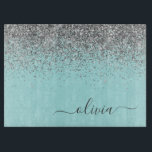 アクアブルー ティール シルバー グリッター モノグラム カッティングボード<br><div class="desc">アクアブルー - ティールとシルバーのスパークルグリッター スクリプト モノグラム 名前 カッティングボード。卒業、誕生日、結婚式、ブライズシャワー、結婚記念日、ベビーシャワー、バチェロレッテパーティーのギフトに最適で、豪華で洗練されたスタイルを愛する人へのプレゼントにぴったりです。</div>