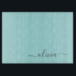 アクアブルー ティール モダンスクリプト ガーリー モノグラム ネーム カッティングボード<br><div class="desc">アクアブルー ティール シンプル スクリプト モノグラム ネーム カッティングボード。豪華でおしゃれなスタイルが好きな人への、卒業、誕生日、結婚式、ブライダルシャワー、結婚記念日、ベビーシャワー、バチェロレッテパーティーのプレゼントに最適です。</div>