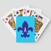 アクアブルー&ネイビー（紋章の）フラ・ダ・リモノグラム トランプ (裏面)