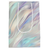 アクアブルー パープル パール ホワイト ウェディング ミディアムペーパーバッグ (裏面)