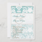 アクアブルー&ブラウンダマスクウェディング招待状 招待状 (正面)