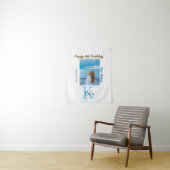 アクアブルー ブラウン ハッピー16歳の誕生日写真 名前 タペストリー (インサイチュ)