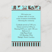 アクアブルー、ブラウン、ホワイトの花柄ダマスク・エンクロージャーカード エンクロージャーカード (裏面)