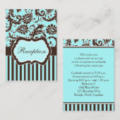 アクアブルー、ブラウン、ホワイトの花柄ダマスク・エンクロージャーカード エンクロージャーカード (正面/裏面)