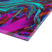 アクアブルー&ブラックグルーヴィー抽象芸術レトロアート カッティングボード (角)