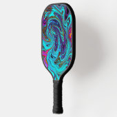 アクアブルー&ブラックグルーヴィー抽象芸術レトロアート ピックルボールラケット (左)