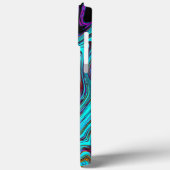 アクアブルー&ブラックグルーヴィー抽象芸術レトロアート Case-Mate iPhoneケース (裏面 / 左)