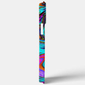 アクアブルー&ブラックグルーヴィー抽象芸術レトロアート Case-Mate iPhoneケース (裏面 / 右)