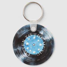 アクアブルー ブラックレコード ミュージック キーホルダー