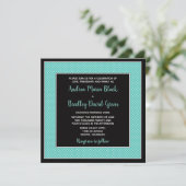 アクアブルー ブラック ポルカドット 結婚式招待状 招待状 (スタンド正面)