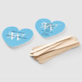 アクアブルー&ホワイトシックモノグラム結婚式 プログラム ハンドファン (組立なし)