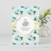 アクアブルー&ホワイトローズフローラムスリム結婚ズ 招待状 (スタンド正面)