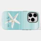 アクアブルー ホワイト ビーチ ヒトデ       Case-Mate iPhoneケース (裏面 (横))