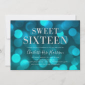 アクアブルー《写真》ぼけ味ライトSweet sixteen誕生日 招待状 (正面)
