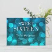 アクアブルー《写真》ぼけ味ライトSweet sixteen誕生日 招待状 (スタンド正面)