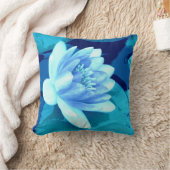 アクアブルー《植物》スイレン装飾用クッションスタイル3 クッション (ブランケット)