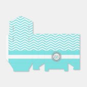 アクアブルー、白い山形のジグザグパタ結婚ーン フェイバーボックス (折り畳みなし)