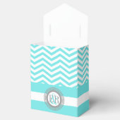 アクアブルー、白い山形のジグザグパタ結婚ーン フェイバーボックス (オープン)