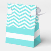 アクアブルー、白い山形のジグザグパタ結婚ーン フェイバーボックス (裏面サイド)