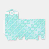 アクアブルー,白ギリシャ語鍵モノグラム結婚ズ フェイバーボックス (折り畳みなし)